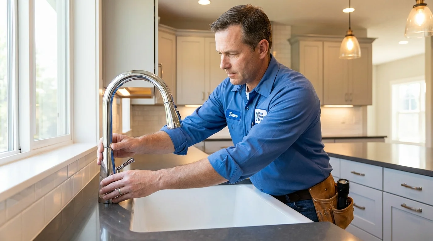 Kitchen faucet installation by Johns Plumbing LLC in Ludington