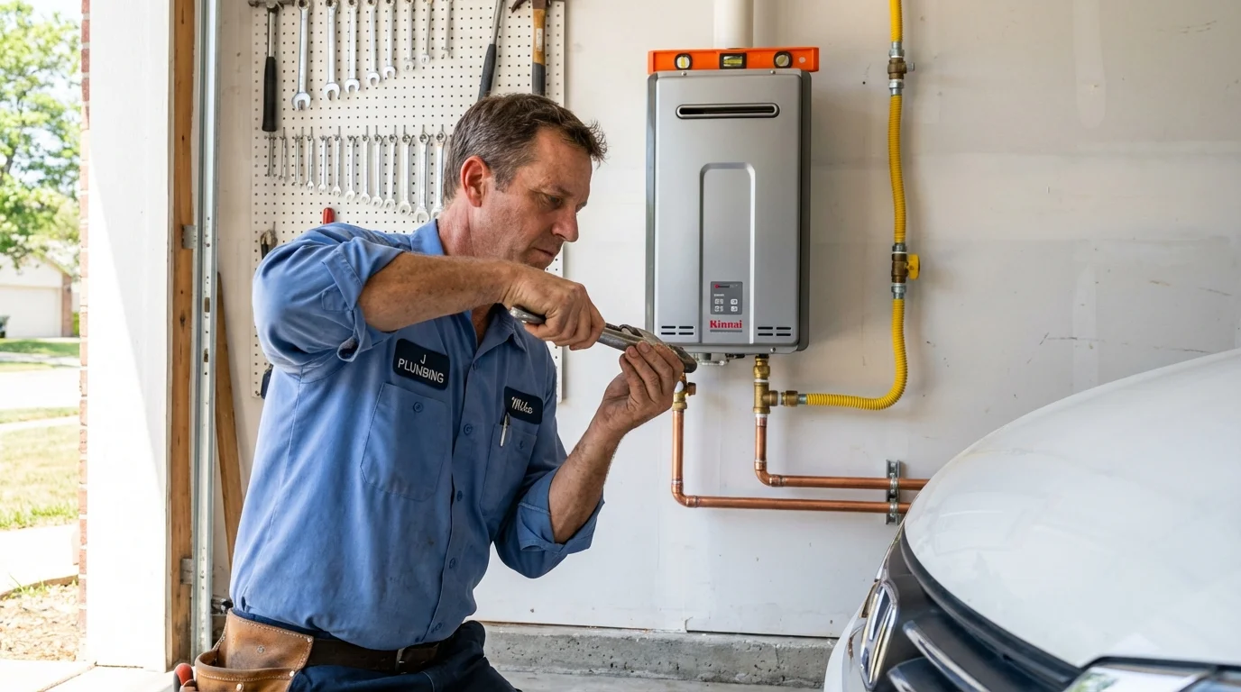 Tankless water heater installation by a Johns Plumbing LLC plumber in Ludington